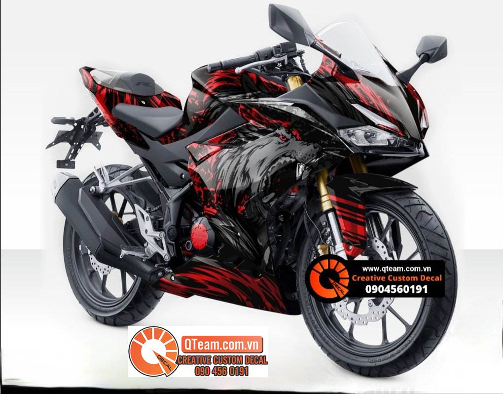 Tem trùm CBR150R Sói bạc đen xám đỏ