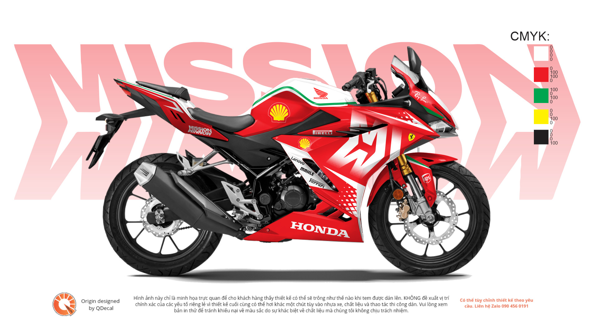 Tem trùm Cbr150r Costum Ferrari  Đỏ Trắng