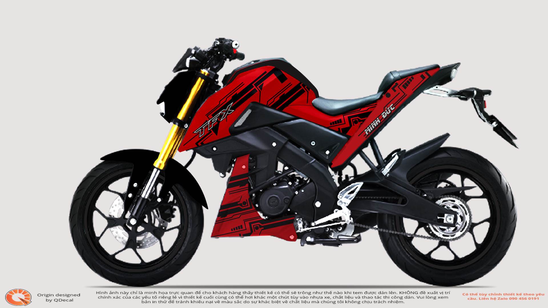 Tem Trùm Yamaha TFX150 Design Đỏ đen Candy cao cấp