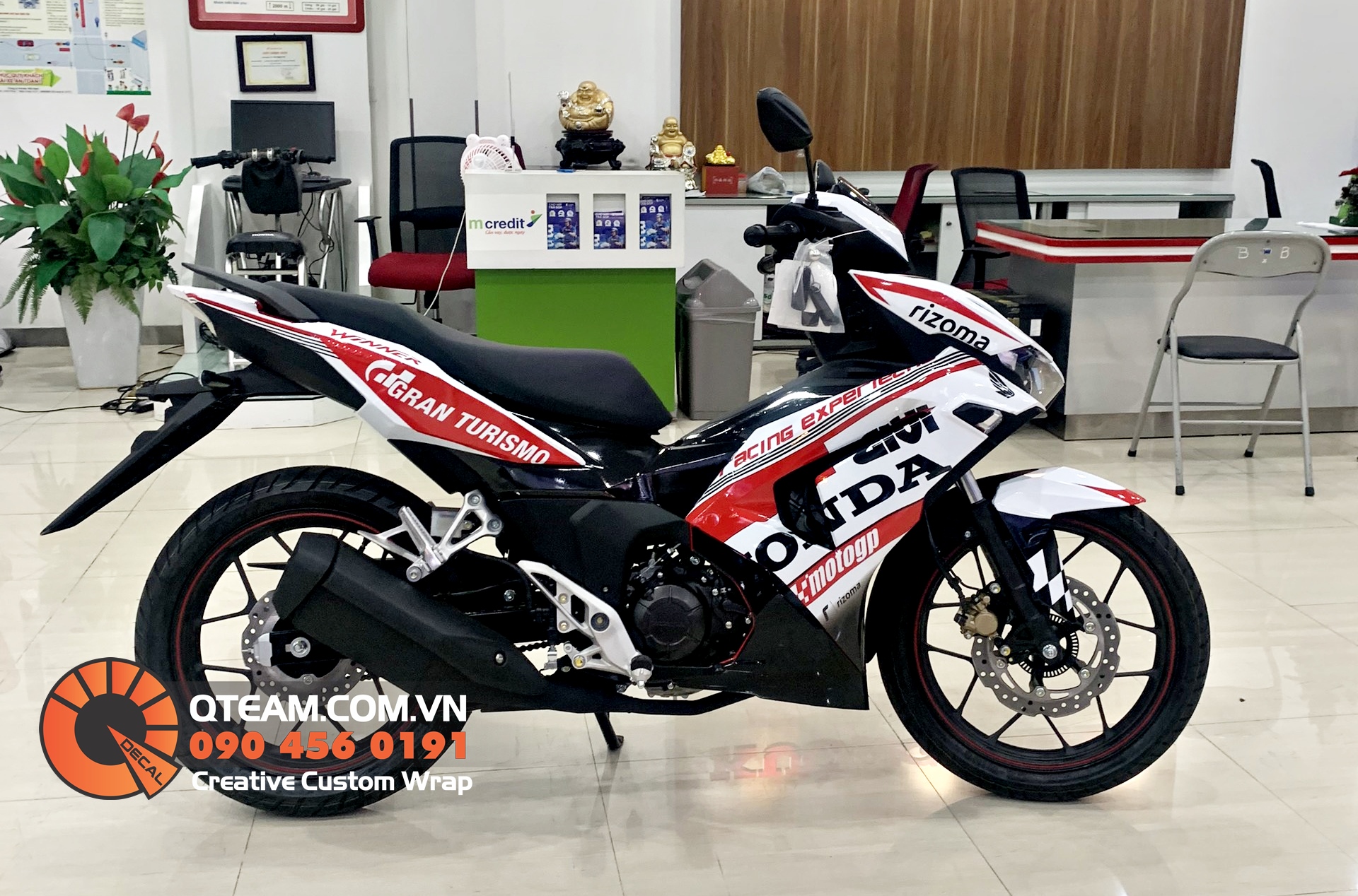 Tem trùm Winner X V3 Honda Racing Trắng Đỏ Đen decal 3 lớp cao cấp