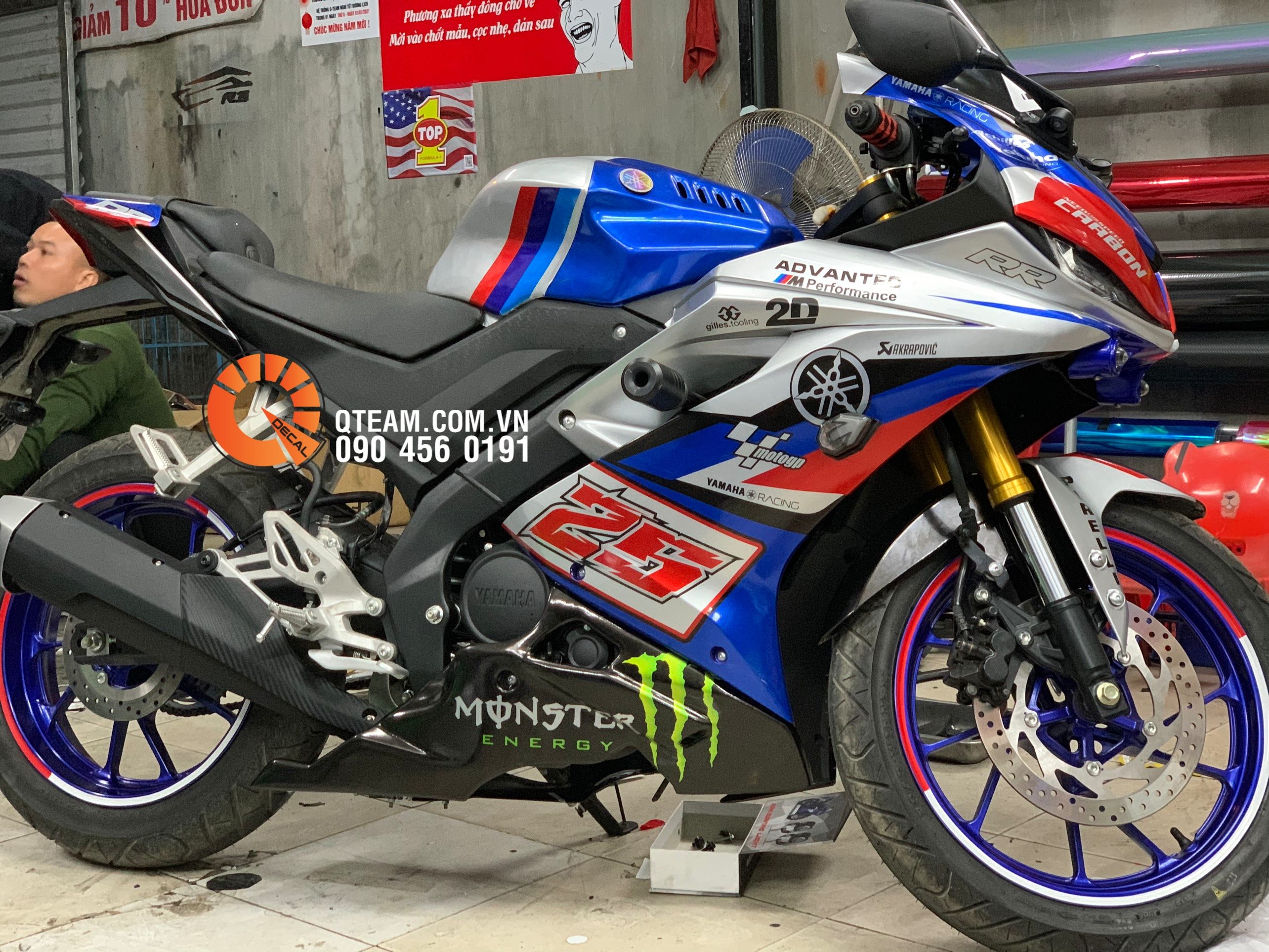 Tem trùm R15V3 motogp xanh bạc