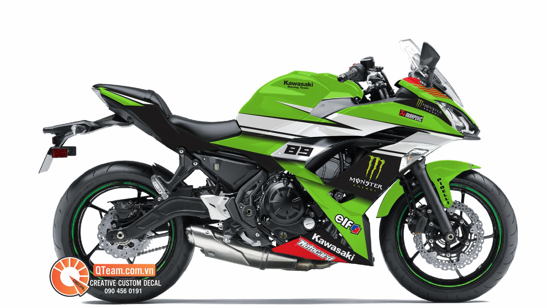 Tem trùm Ninja 650 cao cấp trắng xanh