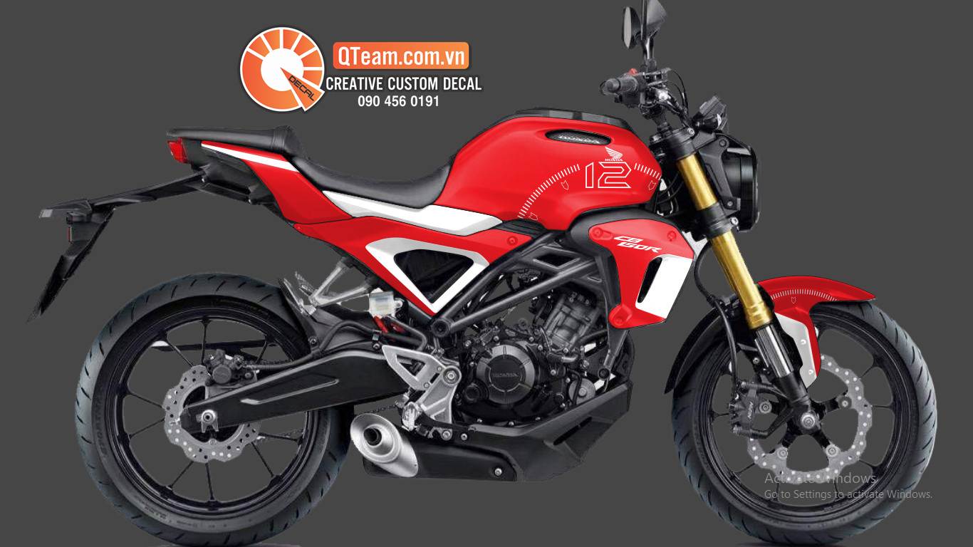 Tem trùm cb150r trắng đỏ cao cấp