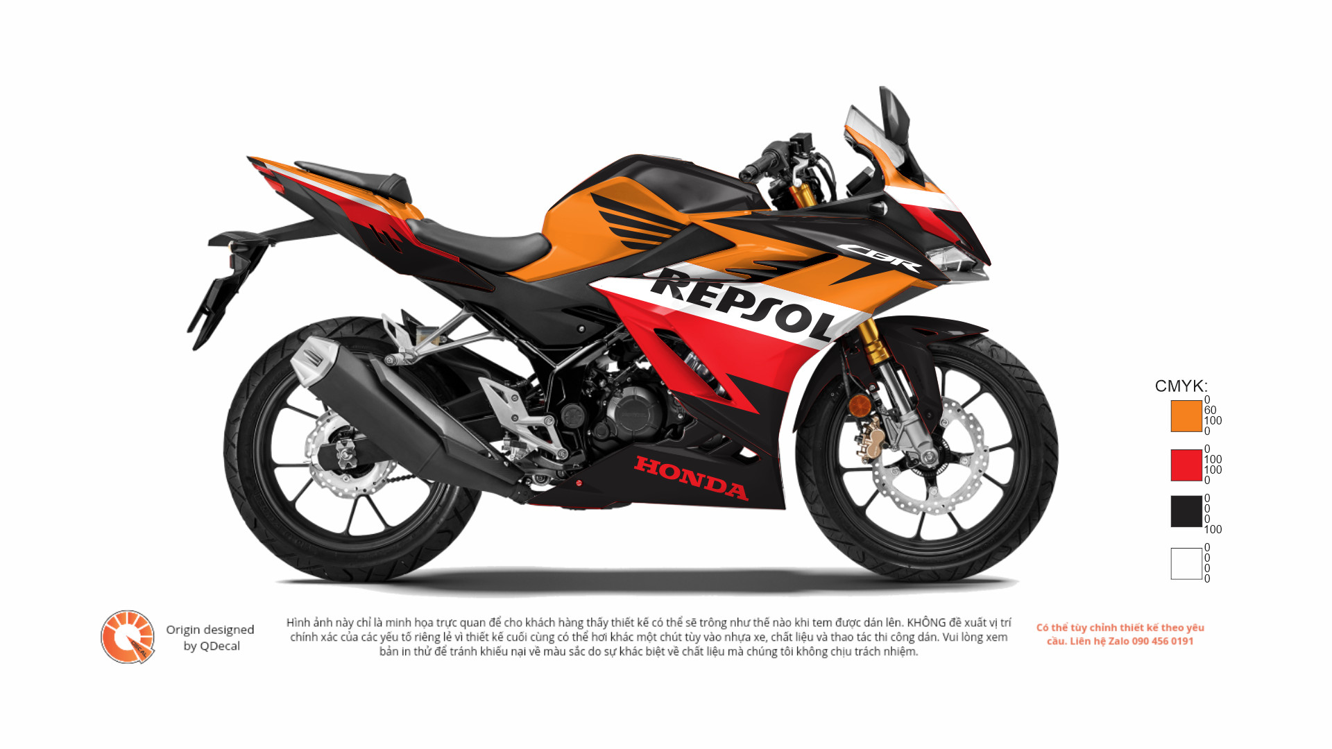 Tem trùm CBR150R bản phối REPSOL Cam Trắng Đỏ thể thao