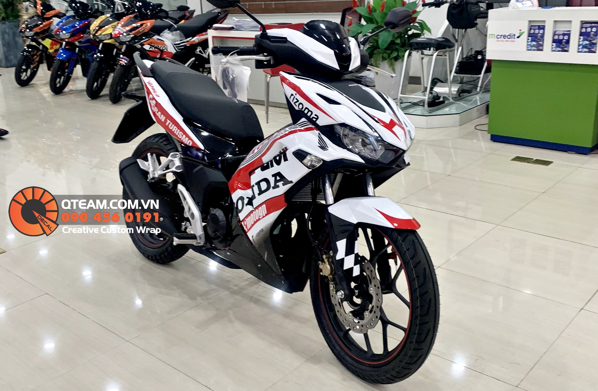 Tem trùm Winner X V3 Honda Racing Trắng Đỏ Đen decal 3 lớp cao cấp